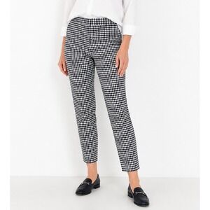 J.McLaughlin Gingham Pants Womens 8 Navy White Stretch Cotton Slim Fit Preppy